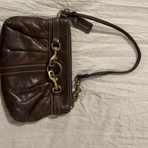Coach Brown Leather Belted Horsebit Wristlet Wallet